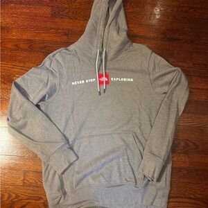 The North Face Gray Hoodie with Red Fuzzy Logo